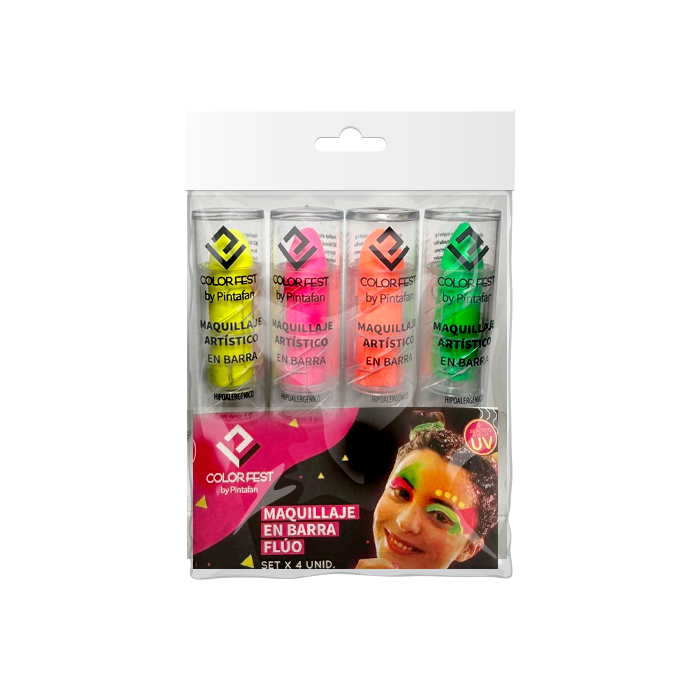SET X 4 UNID MAQUILLAJE EN BARRA FLUO X4GRS